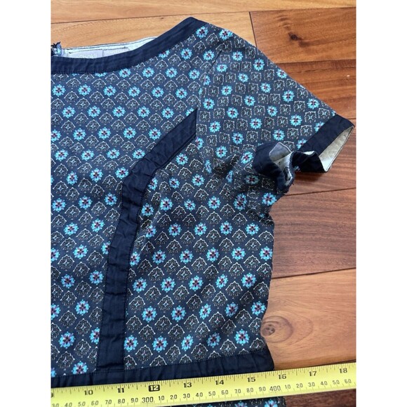 Eshakti Dress Custom Blue Floral Fit Flare Boat Neck Cotton Sundress Bohemian - Picture 4 of 10